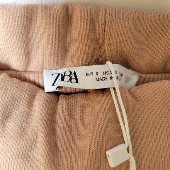 Zara Peach Pink Ribbed High Waisted Knit Bike Short Skirt Skort Size Small - Picture 5 of 12